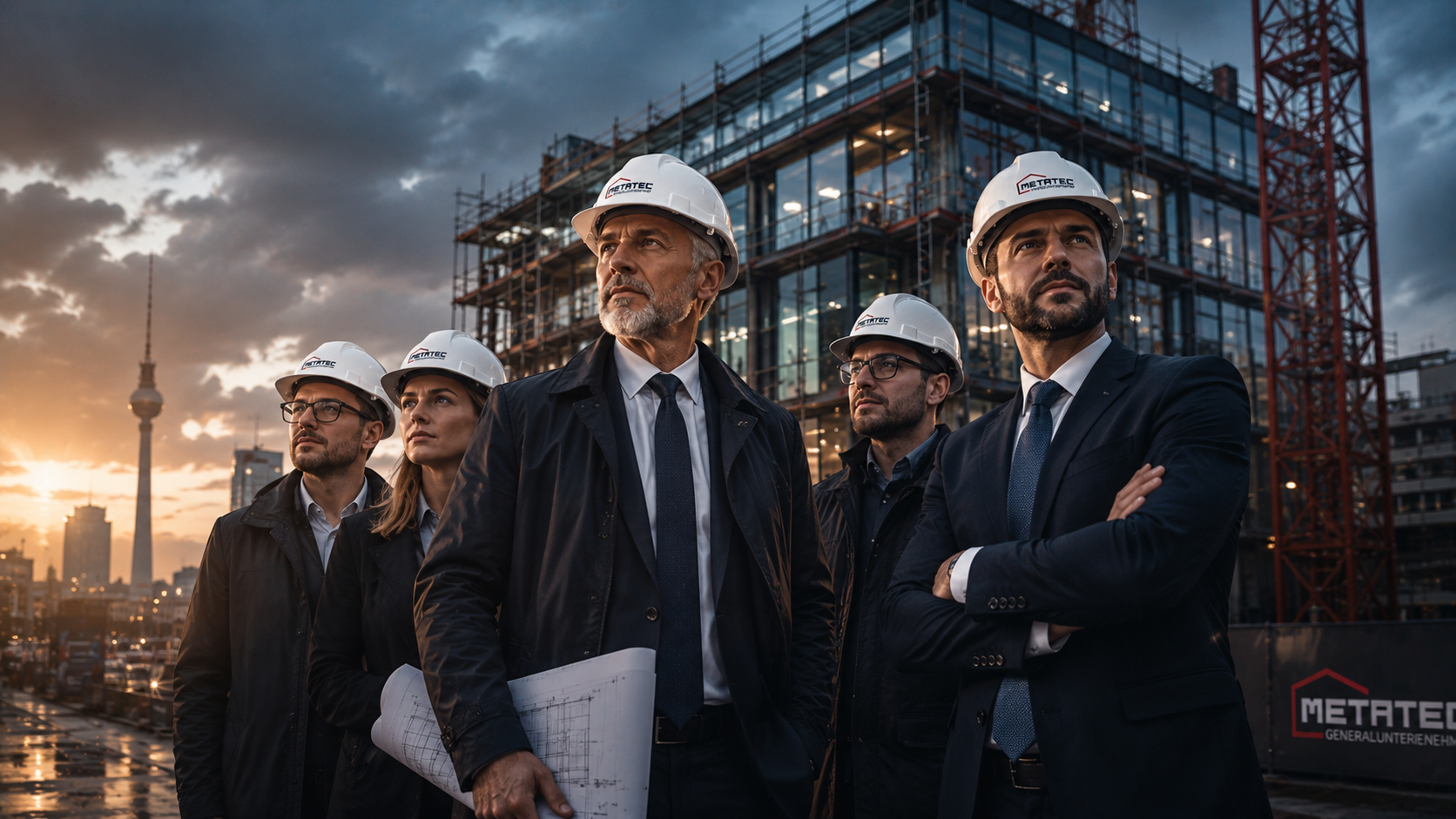 METATEC Führungsteam vor Berliner Baustelle